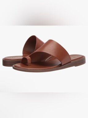 Franco Sarto Gem Leather Slide Sandals Brown Toe Loop Size 8.5 NWT